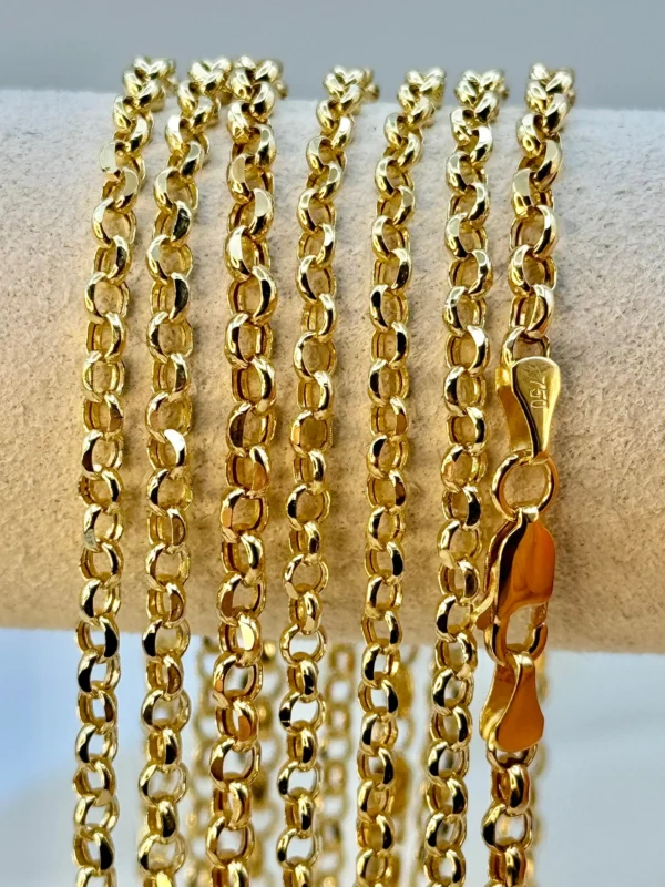 18k solid Gold Rolo chain, 4 mm, 18k Gold ROLO necklace, For Her ,For Him, Birthday Gift, Anniversary gift, Everyday chain, Gold Rolo chain.