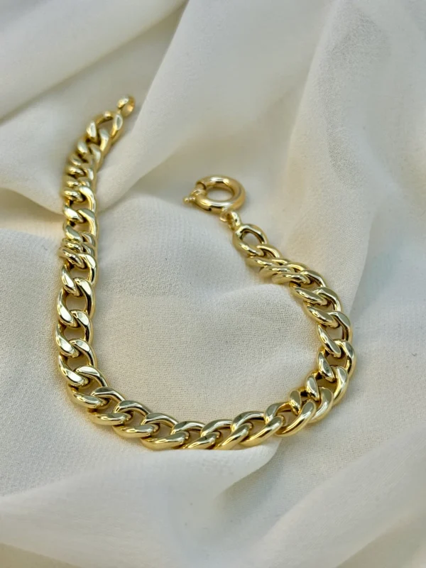 18K Gold Curb Bracelet,6.7MM ,Cuban Chain Bracelet-18K Curb Link Bracelet for Men & Women- Real 18k Gold- 7.5"Length - Birthday Gift.