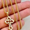 18k Gold Cross Necklace ,21.5" ,Cross Necklace with 2mm Franco Chain ,Gold Cross pendant ,For Him, For Her ,Anniversary Gift ,Birthday Gift.