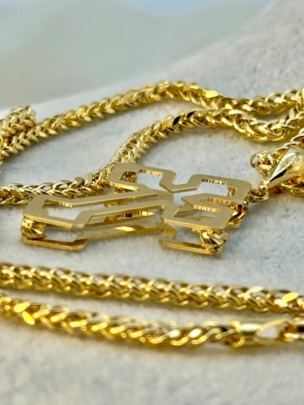 18k Gold Cross Necklace ,21.5" ,Cross Necklace with 2mm Franco Chain ,Gold Cross pendant ,For Him, For Her ,Anniversary Gift ,Birthday Gift.