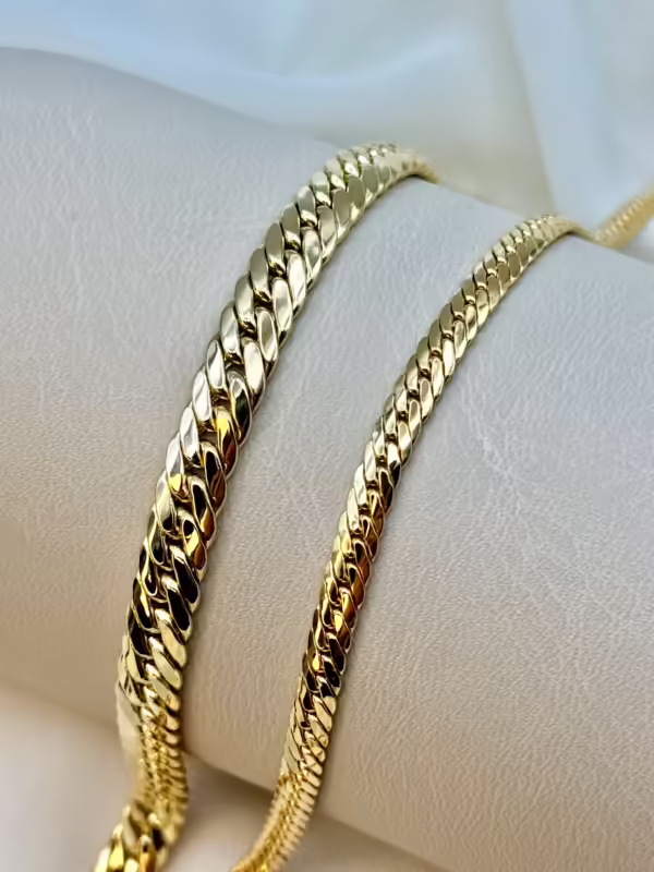 18k GOLD Curb Chain , Cuban Choker Chain Necklace 18",16",6.4MM ,4MM , Real Gold, Real Gold Chain, 18k Gold Chain, Gift ,anniversary Gift.