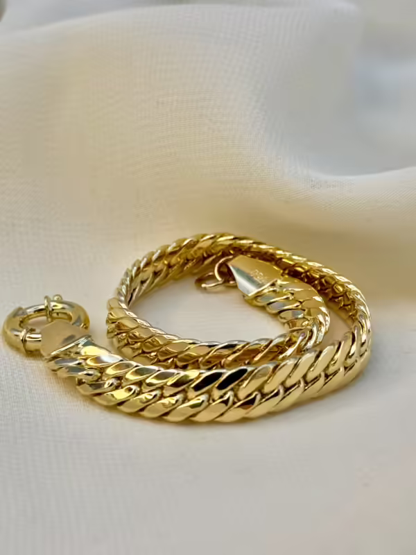 18K Gold Curb Bracelet,6.5MM ,Cuban Chain Bracelet-18K Curb Link Bracelet for Men & Women- Real 18k Gold- 7.5"Length - Birthday Gift.