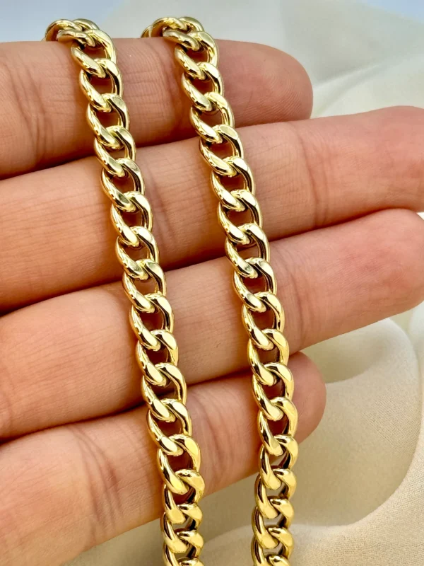 18K Gold Curb Bracelet,6.7MM ,Cuban Chain Bracelet-18K Curb Link Bracelet for Men & Women- Real 18k Gold- 7.5"Length - Birthday Gift.