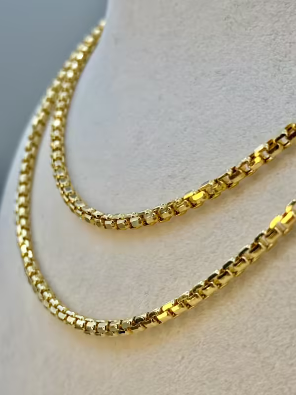 18K Solid Yellow Gold Box Chain Necklace, 20,22, inches , Real Gold Chain, Box Link Chain, Box Chain Gold, Birthday Gift ,Anniversary Gift .