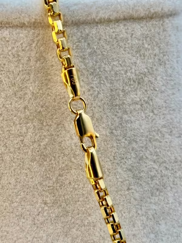 18K Solid Yellow Gold Box Chain Necklace, 20,22, inches , Real Gold Chain, Box Link Chain, Box Chain Gold, Birthday Gift ,Anniversary Gift .