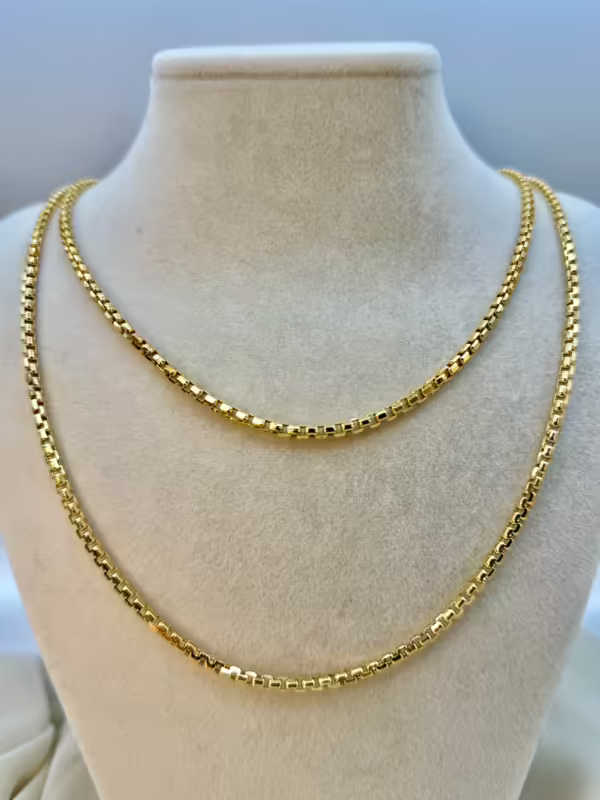 18K Solid Yellow Gold Box Chain Necklace, 20,22, inches , Real Gold Chain, Box Link Chain, Box Chain Gold, Birthday Gift ,Anniversary Gift .