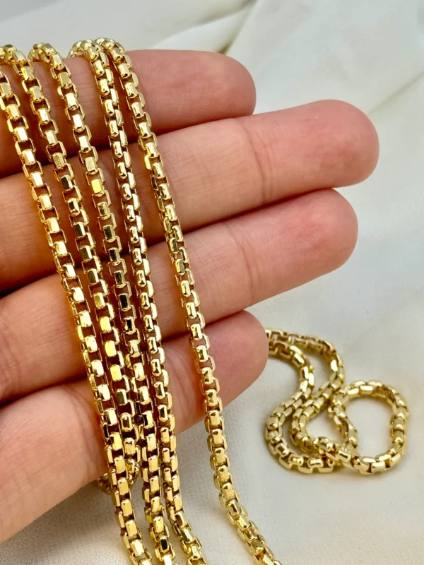 18K Solid Yellow Gold Box Chain Necklace, 20,22, inches , Real Gold Chain, Box Link Chain, Box Chain Gold, Birthday Gift ,Anniversary Gift .