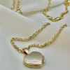 14k solid Gold Heart locket Necklace with Rolo chain ,2.5mm, Gold locket pendant ,birthday gift ,For Her, Valentine's Day Gift
