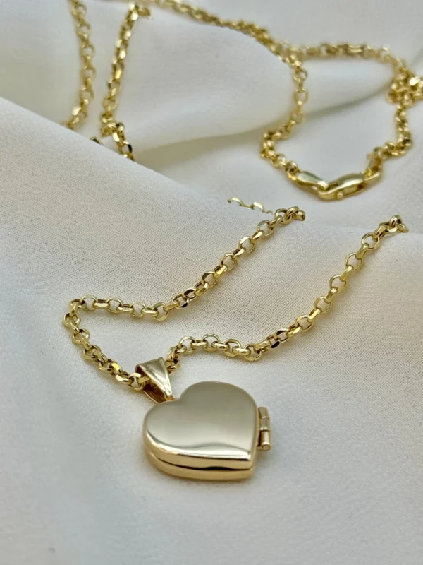 14k solid Gold Heart locket Necklace with Rolo chain ,2.5mm, Gold locket pendant ,birthday gift ,For Her, Valentine's Day Gift