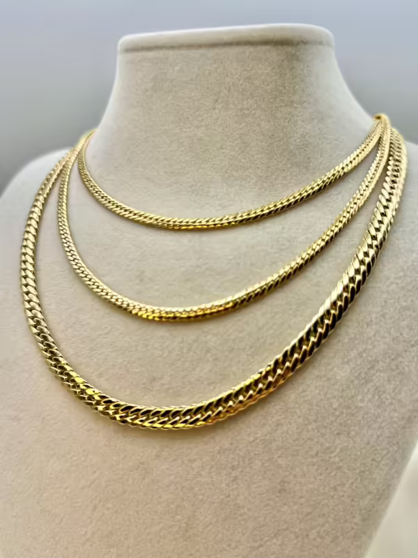18k GOLD Curb Chain , Cuban Choker Chain Necklace 18",16",6.4MM ,4MM , Real Gold, Real Gold Chain, 18k Gold Chain, Gift ,anniversary Gift.