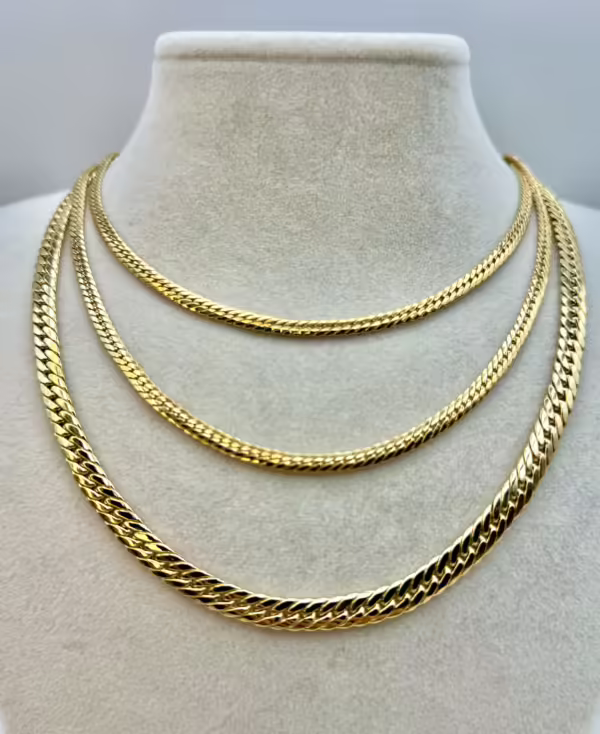 18k GOLD Curb Chain , Cuban Choker Chain Necklace 18",16",6.4MM ,4MM , Real Gold, Real Gold Chain, 18k Gold Chain, Gift ,anniversary Gift.