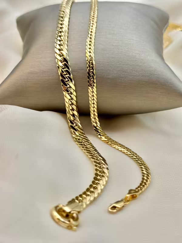 18k GOLD Curb Chain , Cuban Choker Chain Necklace 18",16",6.4MM ,4MM , Real Gold, Real Gold Chain, 18k Gold Chain, Gift ,anniversary Gift.