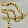 18k Gold ANCHOR CHAIN Bracelet, Anchor,4mm ,Mariner Gold Chain, Mariner chain , Real Gold ,For Her ,For Him ,Birthday Gift ,Christmas Gift.