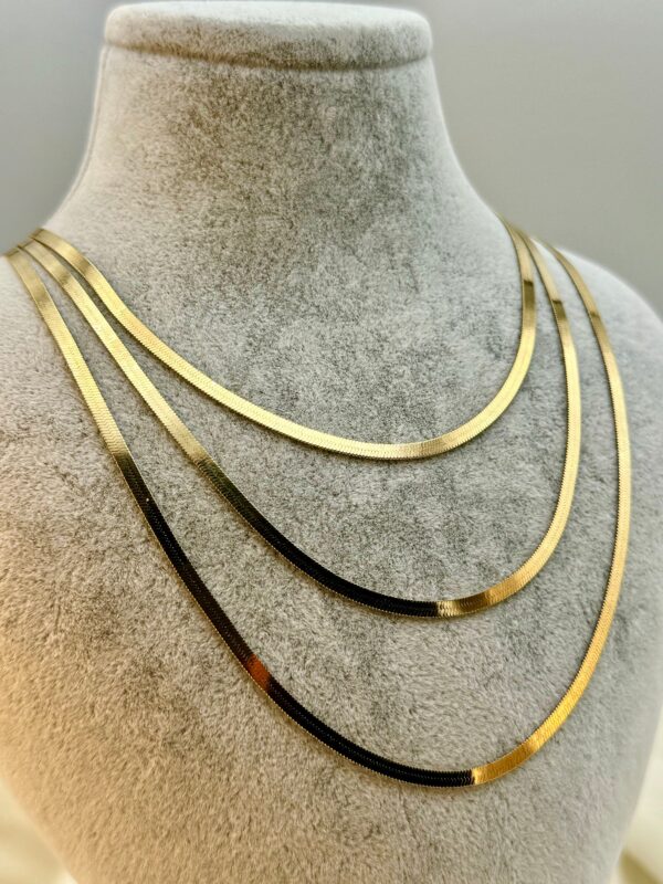 18k Solid Gold Herringbone Necklace, Bracelet, Snake Chain Necklace ,Herringbone Chain , Flat Snake Chain Choker, herringbone necklace.
