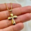 18k Gold Cross Necklace with Box chain 2 mm ,19.5" ,Cross Pendant ,Gold Cross Necklace , For Him, For Her ,Anniversary Gift ,Birthday Gift.