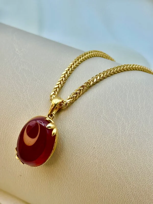 18k Gold Necklace with Aqeeq , Gold Dangle Earrings , Fringe Earrings , 18k Real Gold Earring ,Gift Earring, For Her, Birthday Gift.