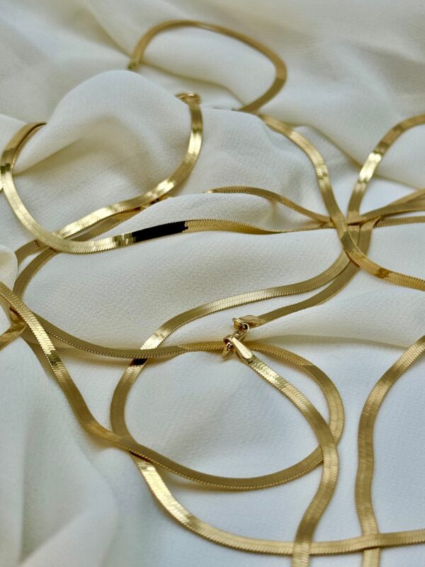18k Solid Gold Herringbone Necklace, Bracelet, Snake Chain Necklace ,Herringbone Chain , Flat Snake Chain Choker, herringbone necklace.