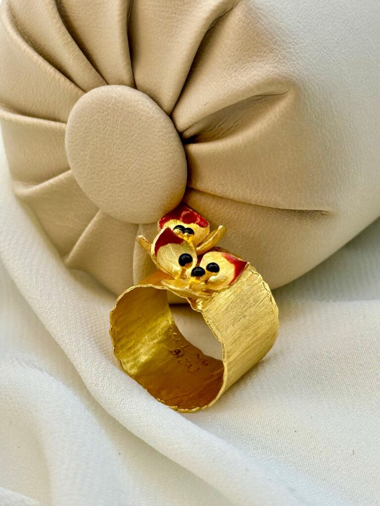 18k Solid Gold Ring with Flower , For Her, Birthday Gift , Anniversary Gift , For Mum , Unique Colorful Ring , Handmade Ring with Flower .