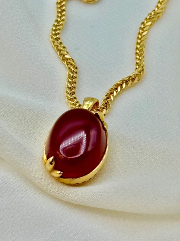 18k Gold Necklace with Aqeeq , Gold Dangle Earrings , Fringe Earrings , 18k Real Gold Earring ,Gift Earring, For Her, Birthday Gift.
