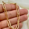 18k Gold PaperClip Bracelet, Medium Link, pure 18k Gold , For Her, For Girlfriend, For Mom, Gift, Stacking Bracelet, oval link bracelet.