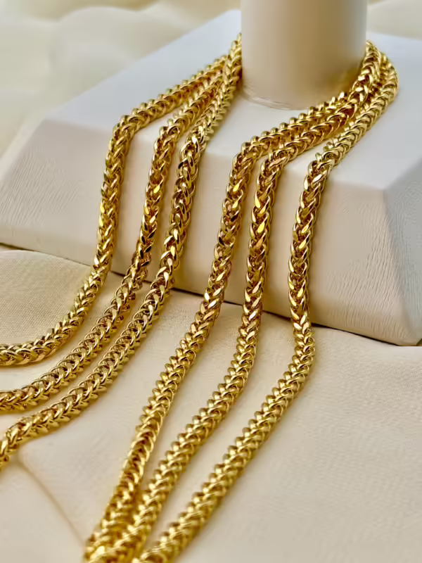 18k Solid gold Franco chain ,2.5MM,3MM Foxtail chain, foxtail necklace ,Trending gold chain, For Him, For Her ,Birthday gift, Christmas gift