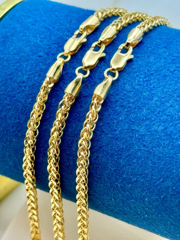 18k Solid gold Franco chain ,2.5MM,3MM Foxtail chain, foxtail necklace ,Trending gold chain, For Him, For Her ,Birthday gift, Christmas gift