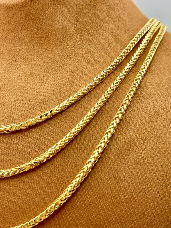 18k Solid gold Franco chain ,2.5MM,3MM Foxtail chain, foxtail necklace ,Trending gold chain, For Him, For Her ,Birthday gift, Christmas gift