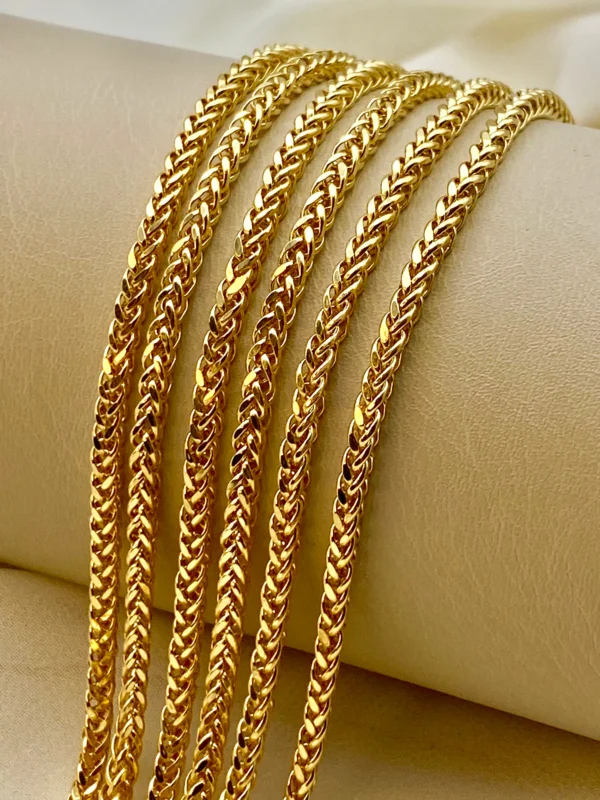 18k Solid gold Franco chain ,2.5MM,3MM Foxtail chain, foxtail necklace ,Trending gold chain, For Him, For Her ,Birthday gift, Christmas gift
