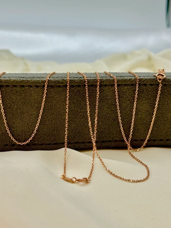 18k solid Gold Cable Chain Rose gold colour,18 inches , 1mm, gift for her, Cable Gold Chain, 18k Rose Gold Chain, Birthday Gift for Her .