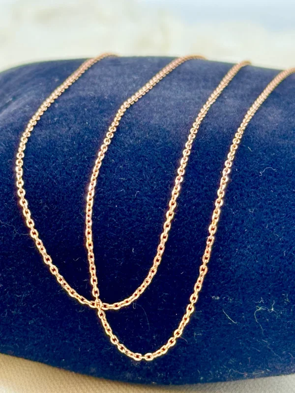 18k solid Gold Cable Chain Rose gold colour,18 inches , 1mm, gift for her, Cable Gold Chain, 18k Rose Gold Chain, Birthday Gift for Her .