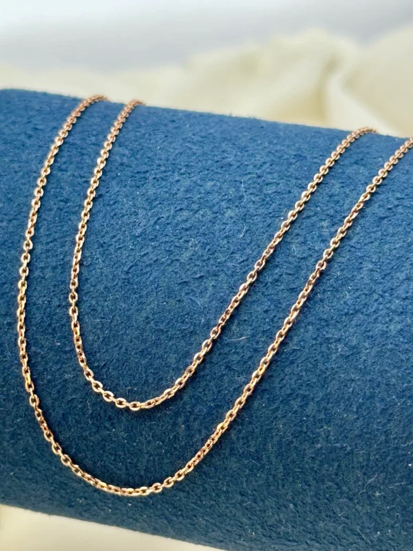 18k solid Gold Cable Chain Rose gold colour,18 inches , 1mm, gift for her, Cable Gold Chain, 18k Rose Gold Chain, Birthday Gift for Her .