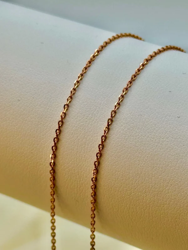 18k solid Gold Cable Chain Rose gold colour,18 inches , 1mm, gift for her, Cable Gold Chain, 18k Rose Gold Chain, Birthday Gift for Her .
