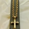 14k Gold Cross Necklace, with 22" Rolo Chain, 7mm , Jesus Christ, Rolo chain, Cross Pendant , Gold Cross , Gift, Chunky Cross Necklace.