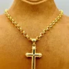 14k Gold Cross Necklace, with 22" Rolo Chain, 7mm , Jesus Christ, Rolo chain, Cross Pendant , Gold Cross , Gift, Chunky Cross Necklace.