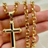 14k Gold Cross Necklace, with 22" Rolo Chain, 7mm , Jesus Christ, Rolo chain, Cross Pendant , Gold Cross , Gift, Chunky Cross Necklace.