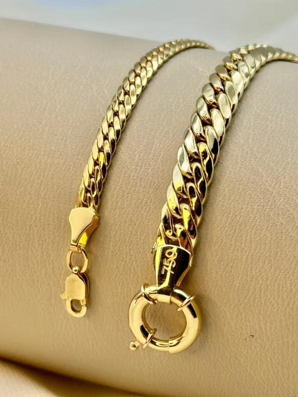 18k GOLD Curb Chain , Cuban Choker Chain Necklace 18",16",6.4MM ,4MM , Real Gold, Real Gold Chain, 18k Gold Chain, Gift ,anniversary Gift.
