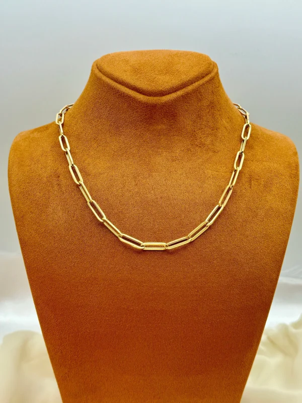 18k Gold Paperclip Necklace ,5 MM Thickness ,18k paper clip chain, 18k Real Gold paperclip chain necklace ,oval link, Valentine's Day Gift.