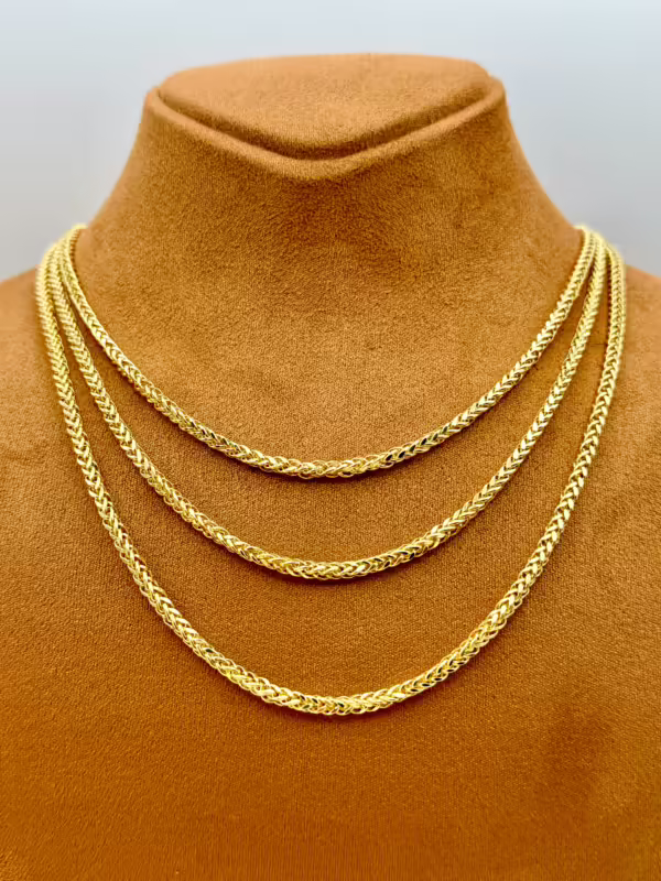 18k Solid gold Franco chain ,2.5MM,3MM Foxtail chain, foxtail necklace ,Trending gold chain, For Him, For Her ,Birthday gift, Christmas gift