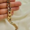 18k Gold Curb Bracelet, 12mm, 8 inches, Real Gold 18k Cuban link, 18k Curb, Tri-Color Gold Cable Bracelet –18k (Rose, White, Yellow).