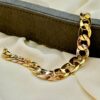 18k Gold Curb Bracelet, 12mm, 8 inches, Real Gold 18k Cuban link, 18k Curb, Tri-Color Gold Cable Bracelet –18k (Rose, White, Yellow).