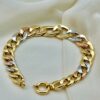 18k Gold Curb Bracelet, 12mm, 8 inches, Real Gold 18k Cuban link, 18k Curb, Tri-Color Gold Cable Bracelet –18k (Rose, White, Yellow).