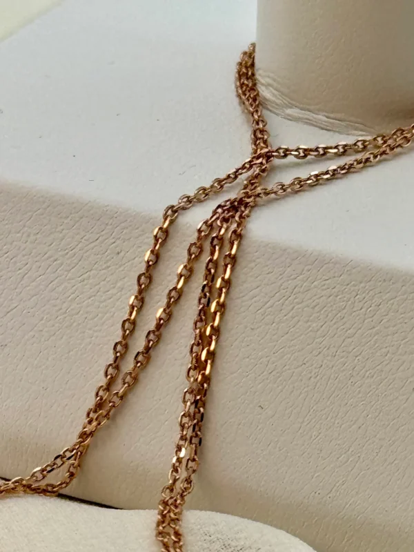 18k solid Gold Cable Chain Rose gold colour,18 inches , 1mm, gift for her, Cable Gold Chain, 18k Rose Gold Chain, Birthday Gift for Her .