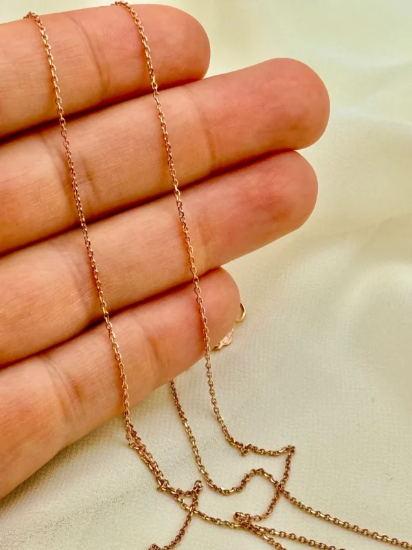 18k solid Gold Cable Chain Rose gold colour,18 inches , 1mm, gift for her, Cable Gold Chain, 18k Rose Gold Chain, Birthday Gift for Her .