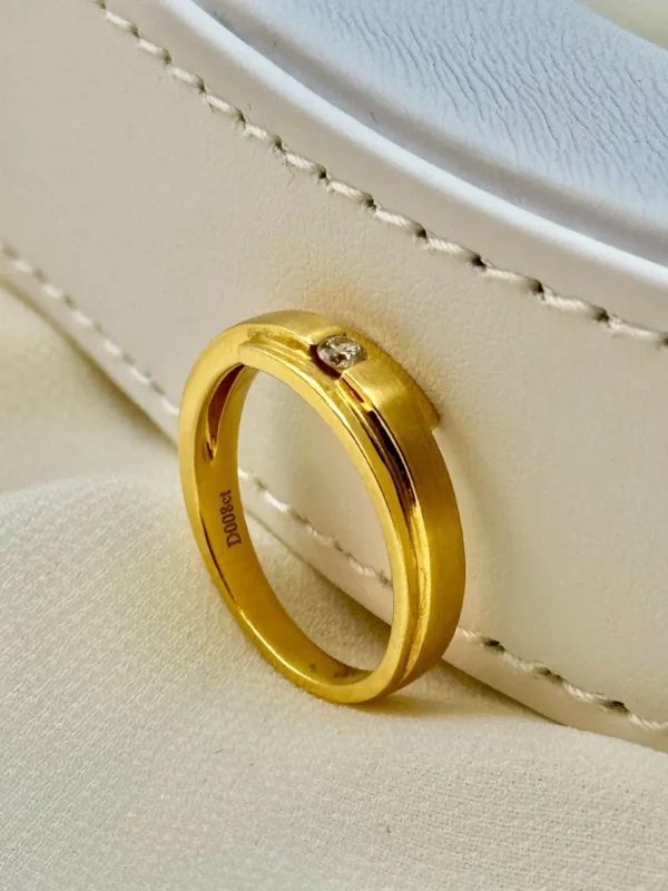 18k Solid Gold Ring with one Diamond , Diamond ring , For Her, For Him ,Unisex Ring , Birthday Gift , Anniversary Gift , For Mum ,For Dad.