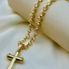 14k Gold Cross Necklace, with 22" Rolo Chain, 7mm , Jesus Christ, Rolo chain, Cross Pendant , Gold Cross , Gift, Chunky Cross Necklace.