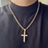 14k Gold Cross Necklace, with 22" Rolo Chain, 7mm , Jesus Christ, Rolo chain, Cross Pendant , Gold Cross , Gift, Chunky Cross Necklace.