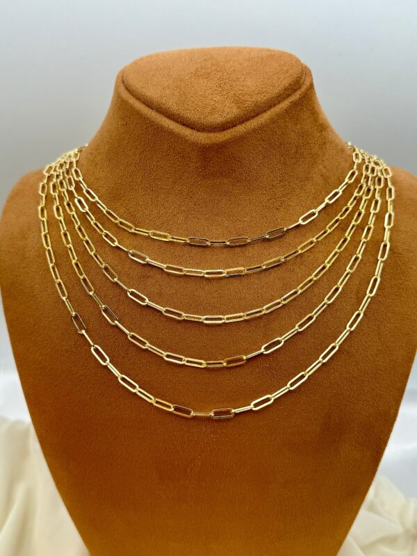 18k Gold paperclip Necklace 3 MM ,18k paper clip chain, 18k Real Gold paperclip chain necklace ,paperclip chain ,oval link, Christmas Gift