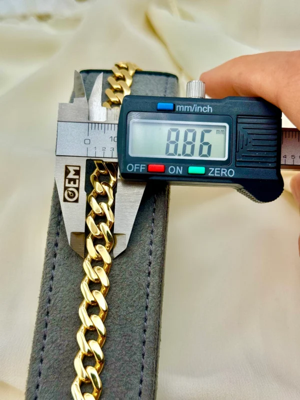 8K Gold Curb Bracelet,8.85 MM ,Cuban Chain Bracelet-18K Curb Link Bracelet for Men & Women- Real 18k Gold- 7.5"Length - Birthday Gift.
