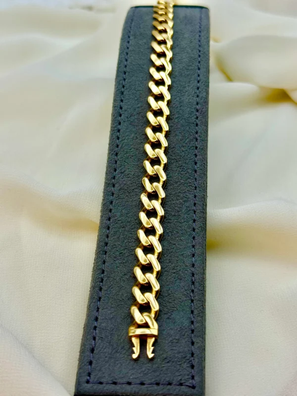 8K Gold Curb Bracelet,8.85 MM ,Cuban Chain Bracelet-18K Curb Link Bracelet for Men & Women- Real 18k Gold- 7.5"Length - Birthday Gift.