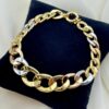 18k Gold Curb Bracelet, 12mm, 8 inches, Real Gold 18k Cuban link, 18k Curb, Tri-Color Gold Cable Bracelet –18k (Rose, White, Yellow).